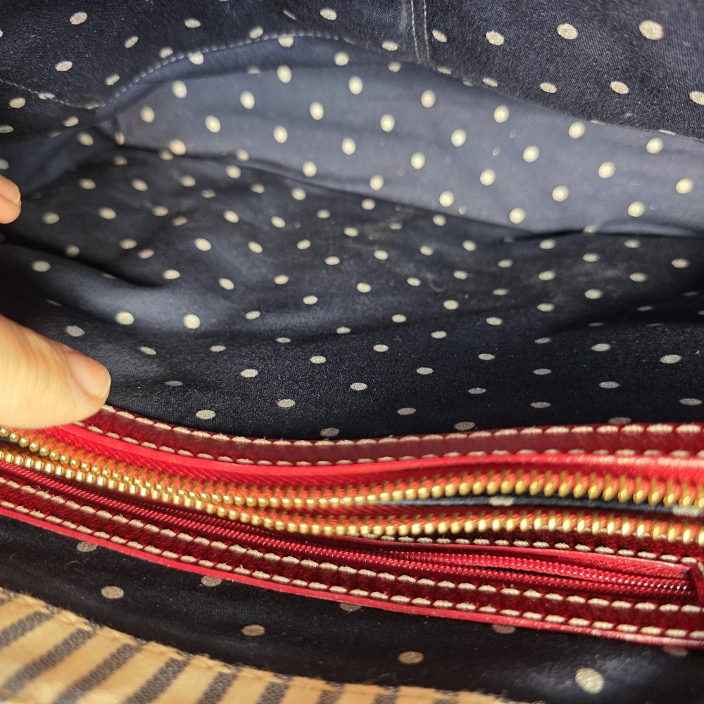 Kate Spade NY Navy and White Striped Tote with Red And Orange Accents. Nautical - Picture 8 of 10